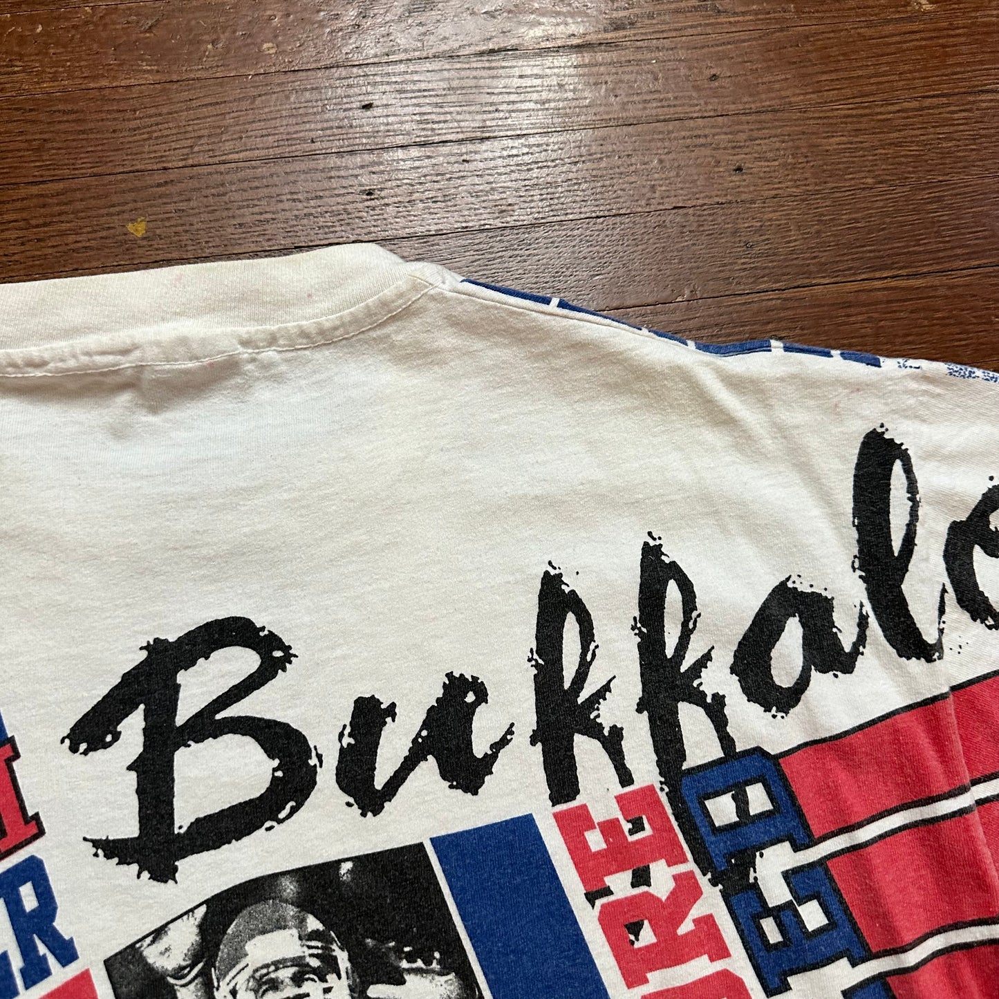 Vintage 1990s Buffalo Bills Reed Bennett Mckeller All Over Print Shirt Size XL RARE