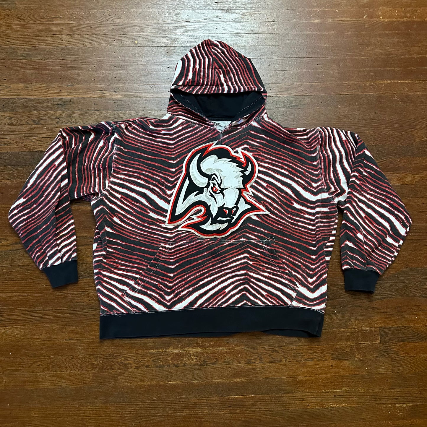Vintage Custom Buffalo Sabres Goathead Zubaz Crop Hoodie Size XL