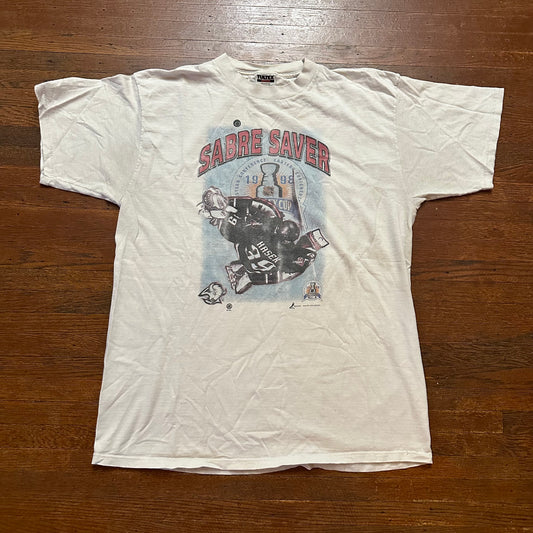 Vintage 1990s Buffalo Sabres Goathead Sabre Saver Dominik Hasek Shirt Size XL